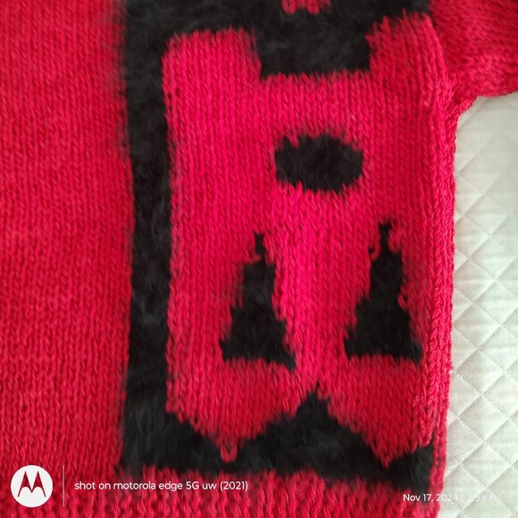 SHEILA RAYMOND CHUNKY KNITTED SWEATER HALO COLLAR DROP SHOULDER L/S RED MEDIUM - Picture 2 of 13